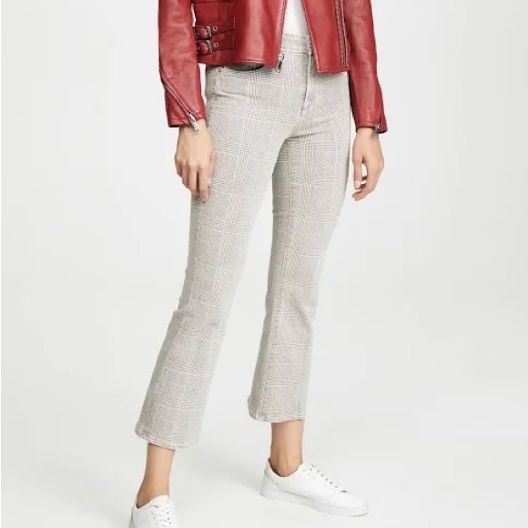 FRAME Le Crop Mini Boot Plaid Flare Jeans - Picture 1 of 12